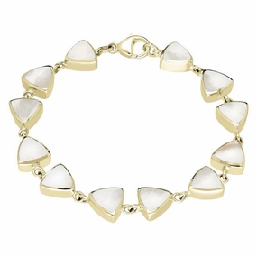 9ct Yellow Gold Mother of Pearl Curved Triangle Bracelet
