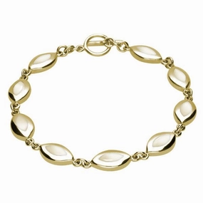 9ct Yellow Gold Mother of Pearl Framed Marquise Bracelet