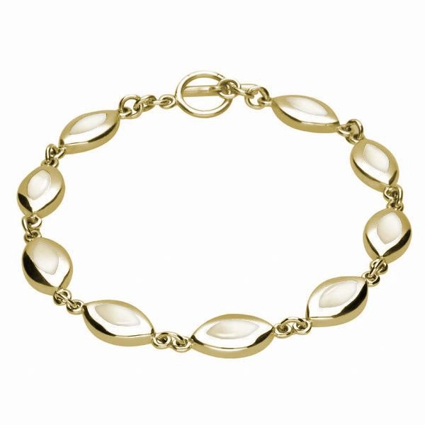 9ct Yellow Gold Mother of Pearl Framed Marquise Bracelet
