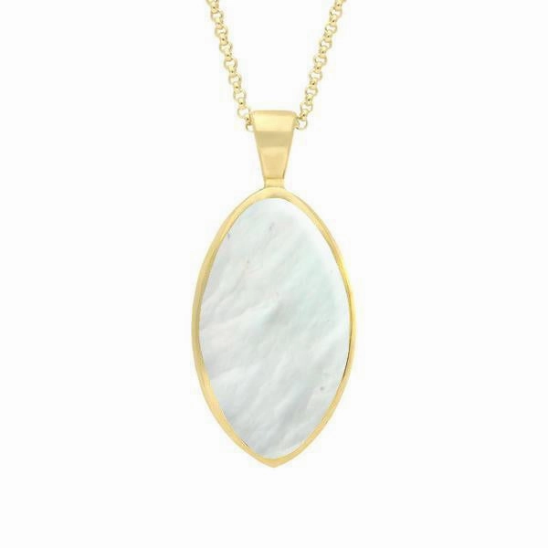 9ct Yellow Gold Mother of Pearl Oval Necklace