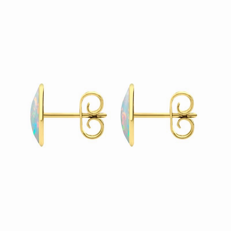 9ct Yellow Gold Opal 8 x 10mm Classic Large Oval Stud Earrings
