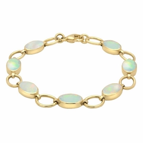 9ct Yellow Gold Opal Seven Oval Stone Bracelet