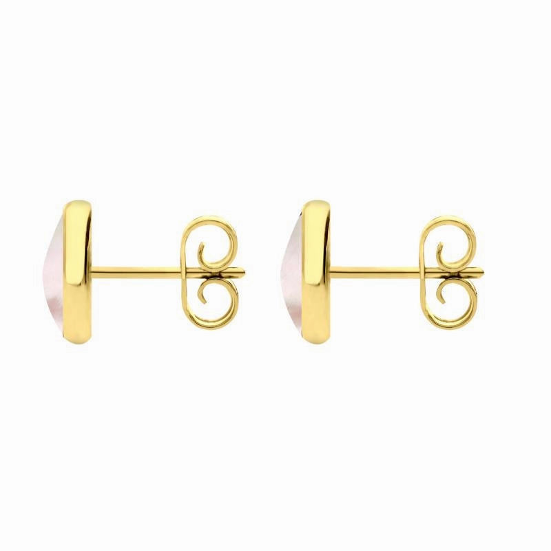 9ct Yellow Gold Pink Mother of Pearl 8mm Classic Large Round Stud Earrings