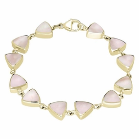 9ct Yellow Gold Pink Mother of Pearl Curved Triangle Bracelet