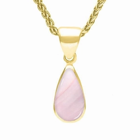 9ct Yellow Gold Pink Mother of Pearl Dinky Pear Necklace