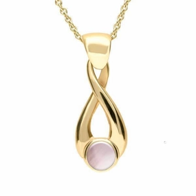 9ct Yellow Gold Pink Mother of Pearl Eternity Loop Necklace