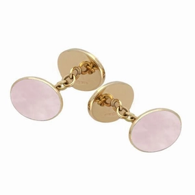9ct Yellow Gold Pink Mother Of Pearl Four Stone Chain Cufflinks