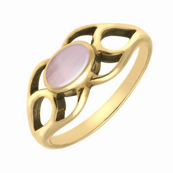 9ct Yellow Gold Pink Mother of Pearl Lattice Ring