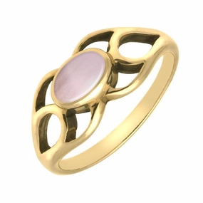 9ct Yellow Gold Pink Mother of Pearl Lattice Ring
