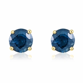 9ct Yellow Gold Sapphire 5mm Round Claw Set Stud Earrings