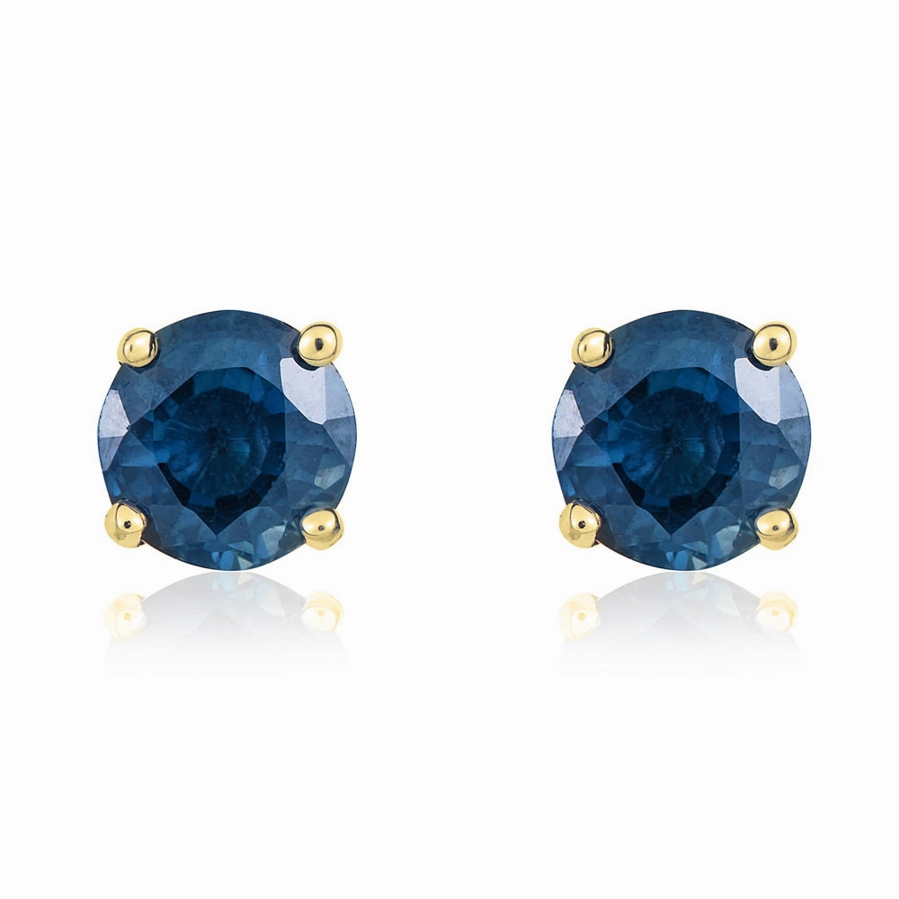 9ct Yellow Gold Sapphire 5mm Round Claw Set Stud Earrings
