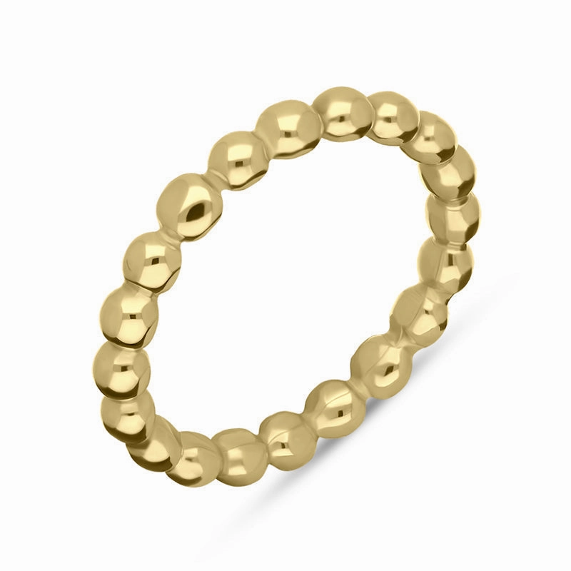 9ct Yellow Gold Stepping Stones Beaded Stacking Ring D