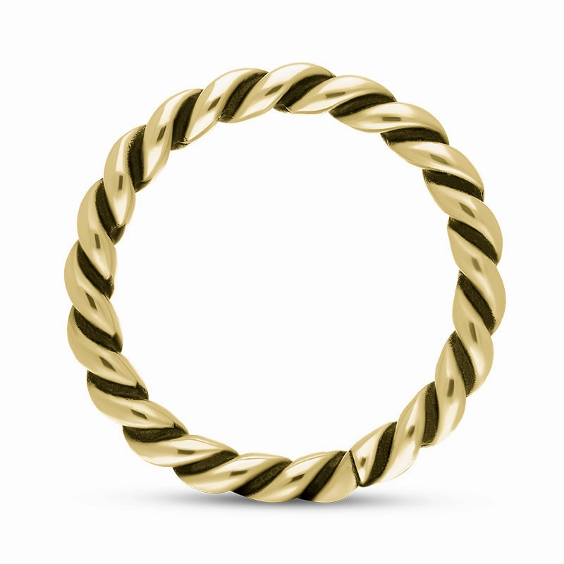 9ct Yellow Gold Stepping Stones Twisted Rope Stacking Ring