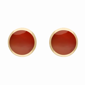 9ct Yellow Gold Sterling Silver Carnelian Stepping Stones Round Stud Earrings