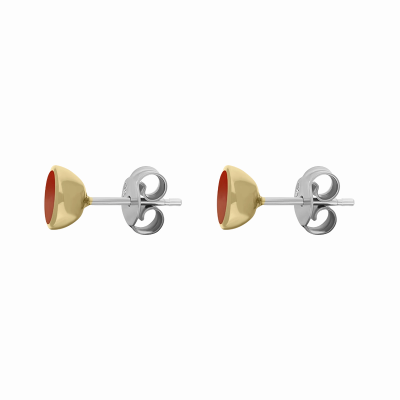 9ct Yellow Gold Sterling Silver Carnelian Stepping Stones Round Stud Earrings