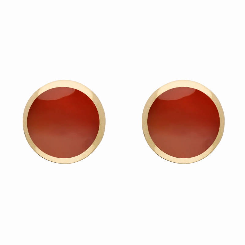 9ct Yellow Gold Sterling Silver Carnelian Stepping Stones Round Stud Earrings