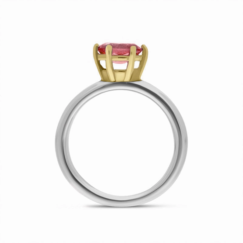 9ct Yellow Gold Sterling Silver Garnet Stepping Stones 4x7mm Oval Claw Set Ring