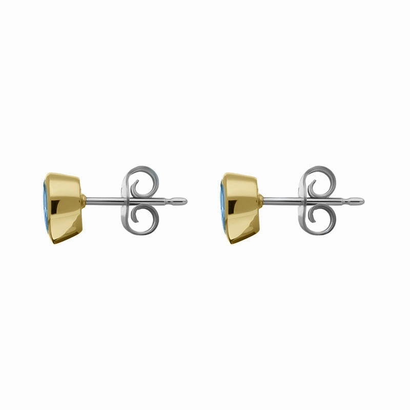 9ct Yellow Gold Sterling Silver Topaz Stepping Stones 5x7mm Pear Stud Earrings