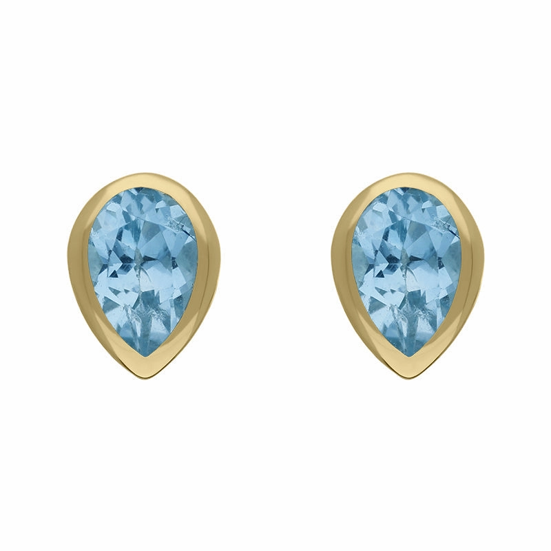 9ct Yellow Gold Sterling Silver Topaz Stepping Stones 5x7mm Pear Stud Earrings
