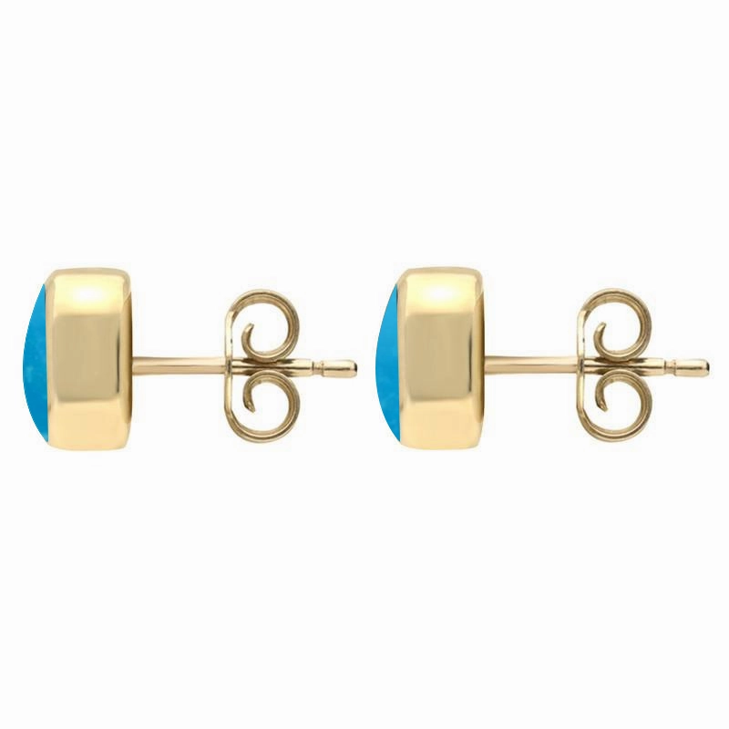 9ct Yellow Gold Turquoise Dinky Cushion Stud Earrings