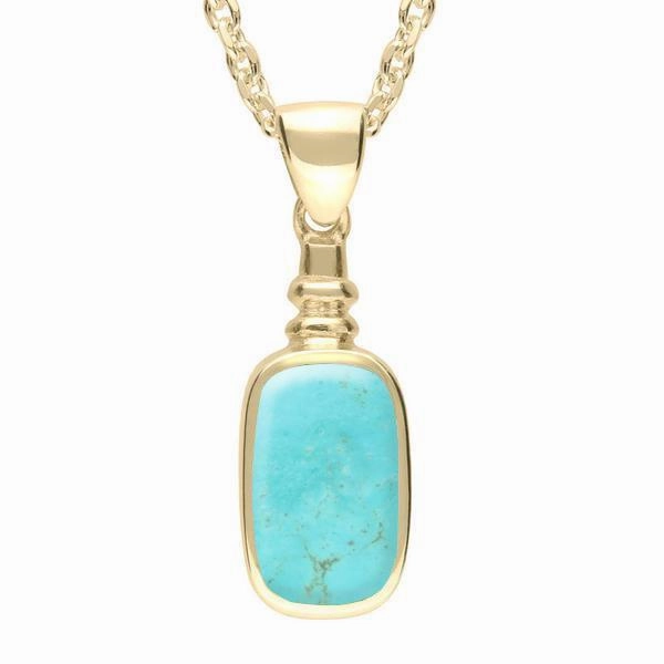 9ct Yellow Gold Turquoise Oblong Bottle Top Necklace