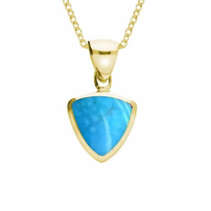 9ct Yellow Gold Turquoise Small Curved Triangle Necklace