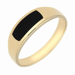 9ct Yellow Gold Whitby Jet Inlay Ring