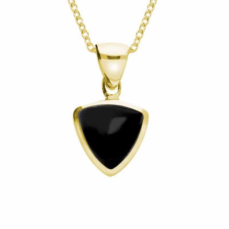 9ct Yellow Gold Whitby Jet Small Curved Triangle Necklace