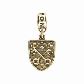 9ct Yellow Gold Whitby Jet York Minster Cross Key Shield Loop Charm