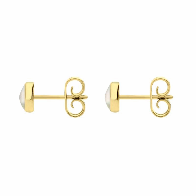 9ct Yellow Gold White Mother of Pearl 5mm Classic Small Round Stud Earrings