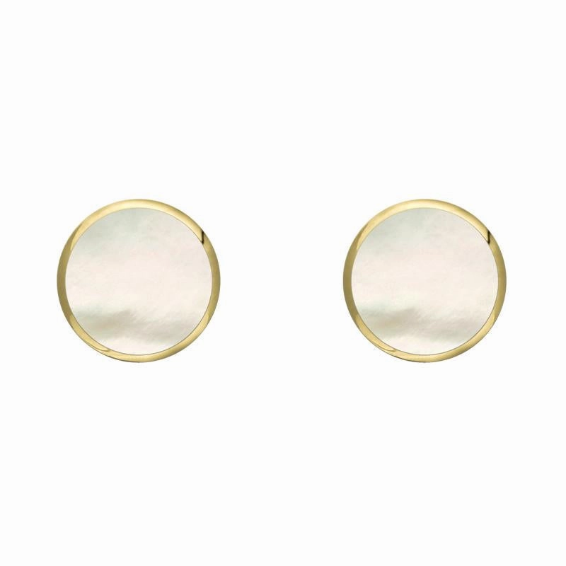 9ct Yellow Gold White Mother of Pearl 5mm Classic Small Round Stud Earrings