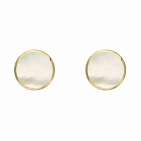9ct Yellow Gold White Mother of Pearl 5mm Classic Small Round Stud Earrings