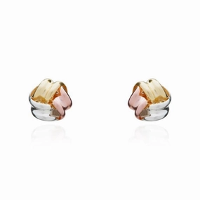 9ct Yellow Rose and White Gold 4.5mm Looped Knot Stud Earrings
