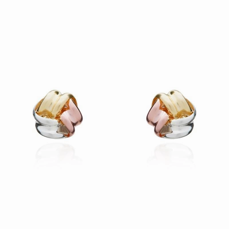 9ct Yellow Rose and White Gold 4.5mm Looped Knot Stud Earrings