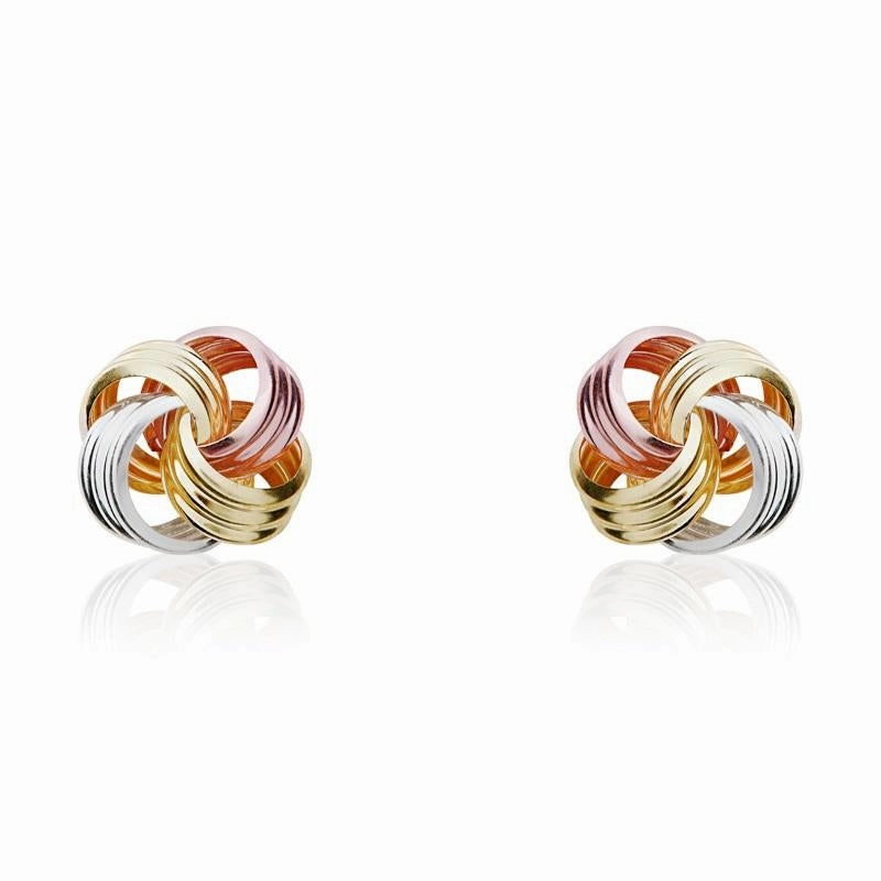 9ct Yellow Rose and White Gold 9mm Looped Knot Stud Earrings