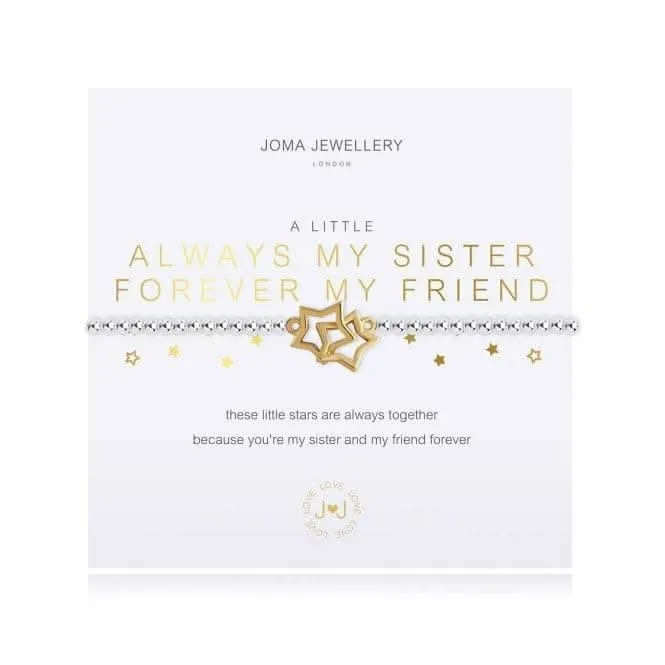 A Little Always My Sister Forever My Friend Silver 17.5cm Stretch Bracelet 3795
