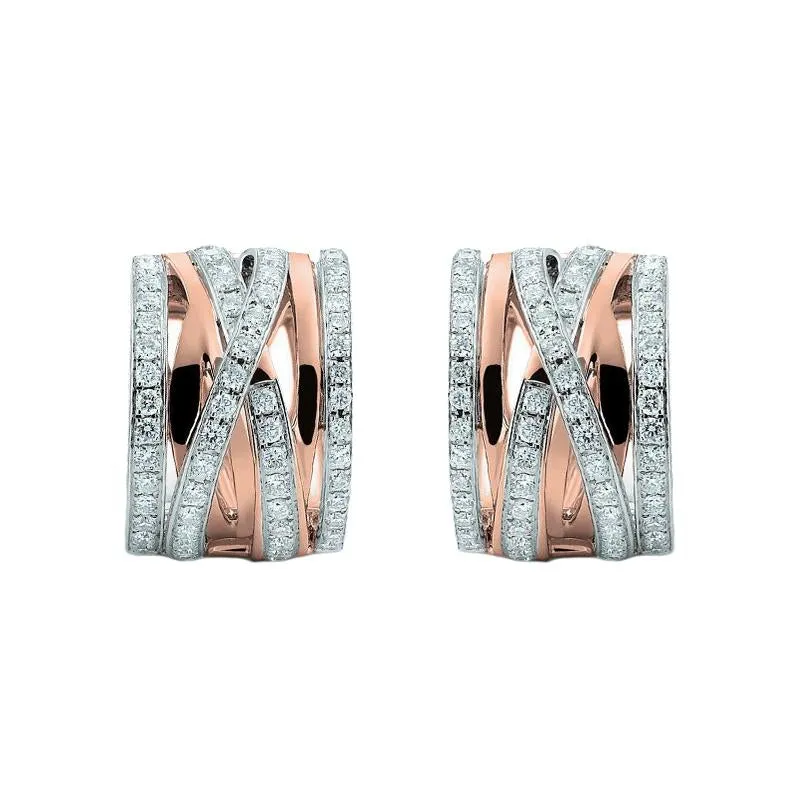 Al Coro Serenata 18ct Rose Gold 0.83ct Diamond Crossover Earrings