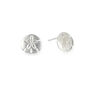 Alex And Ani Sterling Silver Sand Dollar Stud Earrings