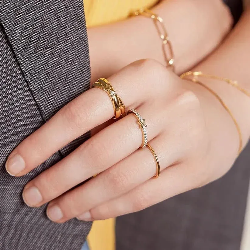 Ania Haie Gold Cross Double Ring R061-06G