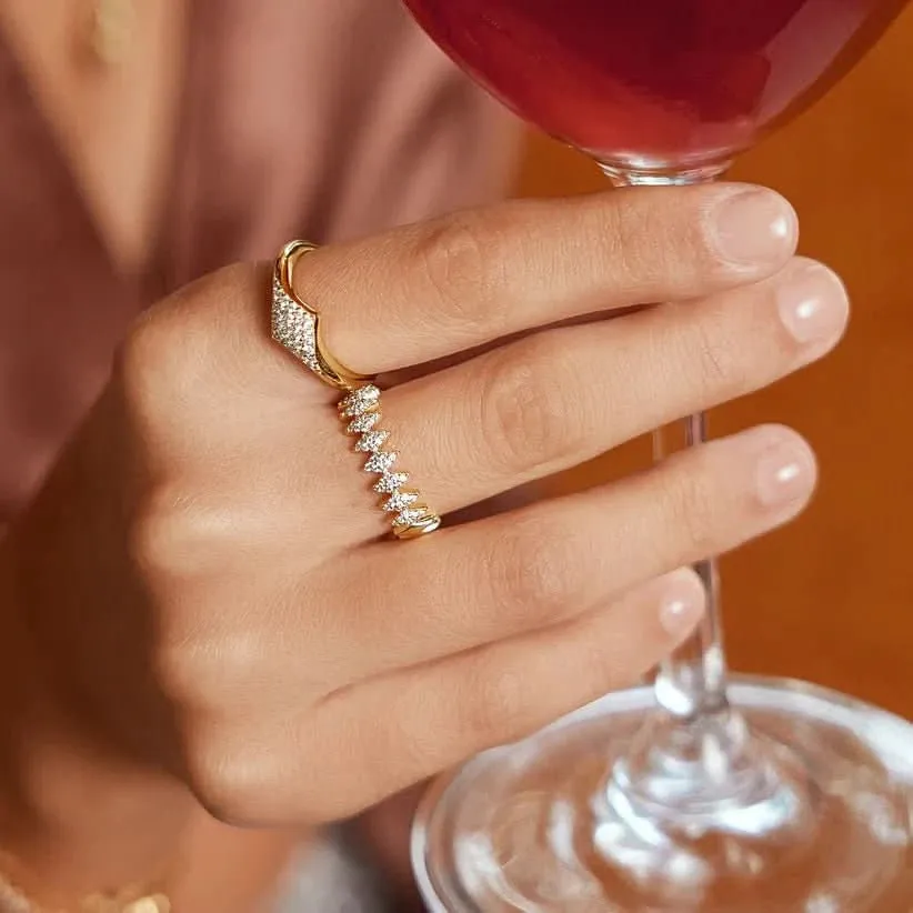 Ania Haie Gold Half Pave Sparkle Ring R061-04G