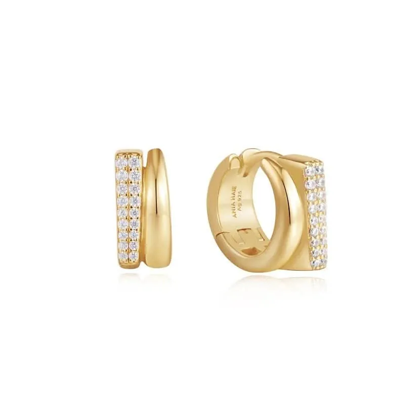 Ania Haie Gold Pav Double Huggie Hoop Earrings E051-04G