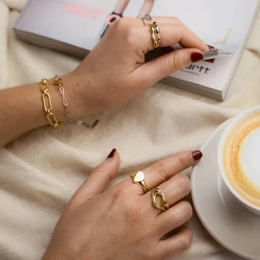 Ania Haie Gold Twisted Wave Wide Adjustable Ring R050-02G