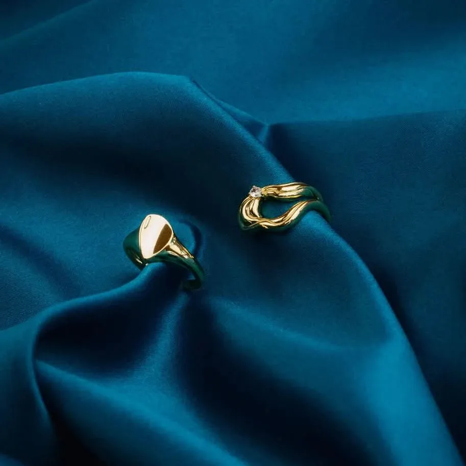 Ania Haie Gold Twisted Wave Wide Adjustable Ring R050-02G