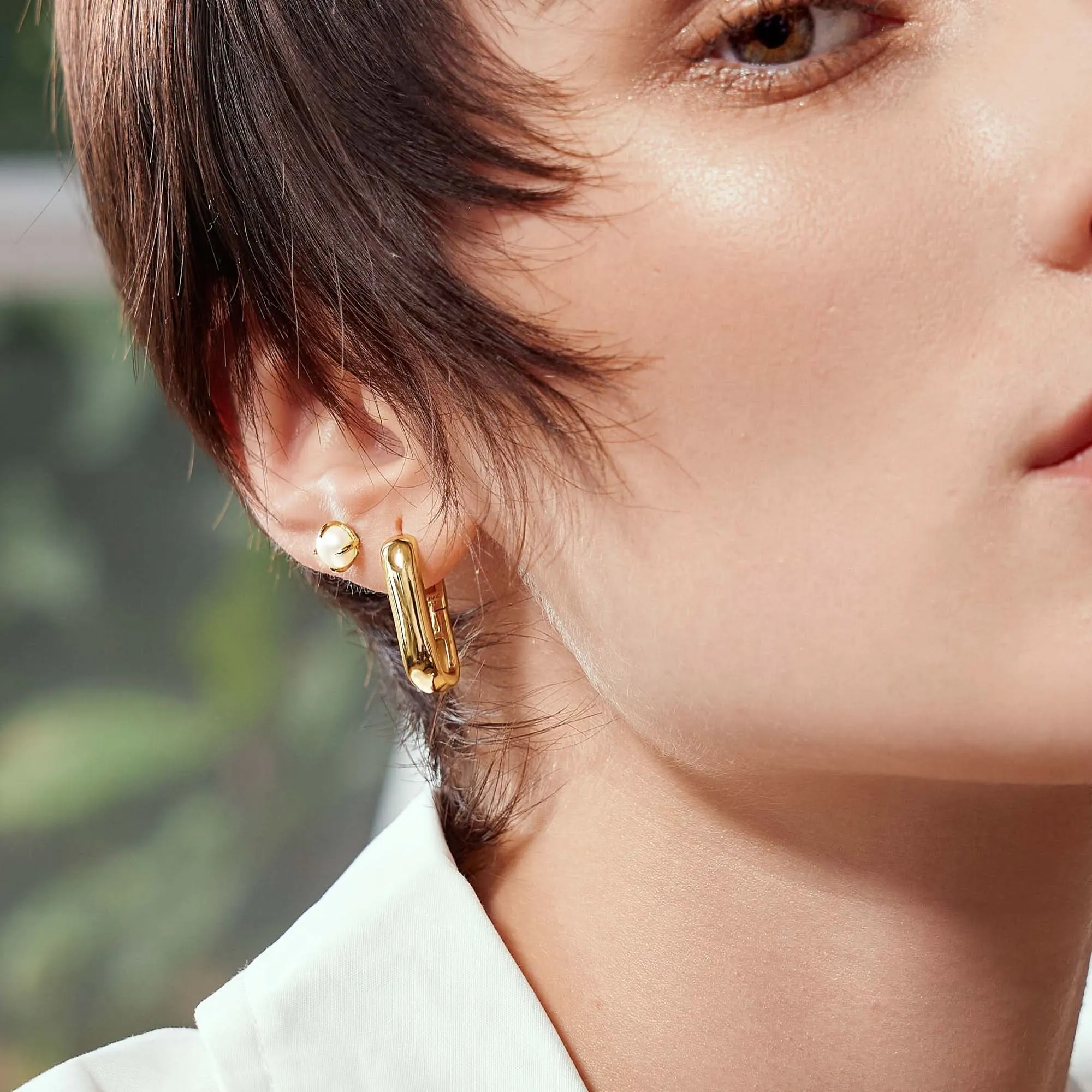 Ania Haie Gold Wide Paper Clip Earrings E058-08G