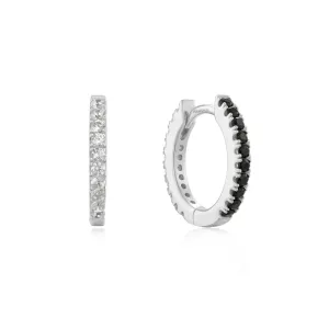 Ania Haie Silver Black White Cubic Zirconia Huggies E060-01H