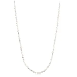 Ania Haie Silver Freshwater Pearl White Cubic Zirconia Bezel Set Slider Necklace N058-06H