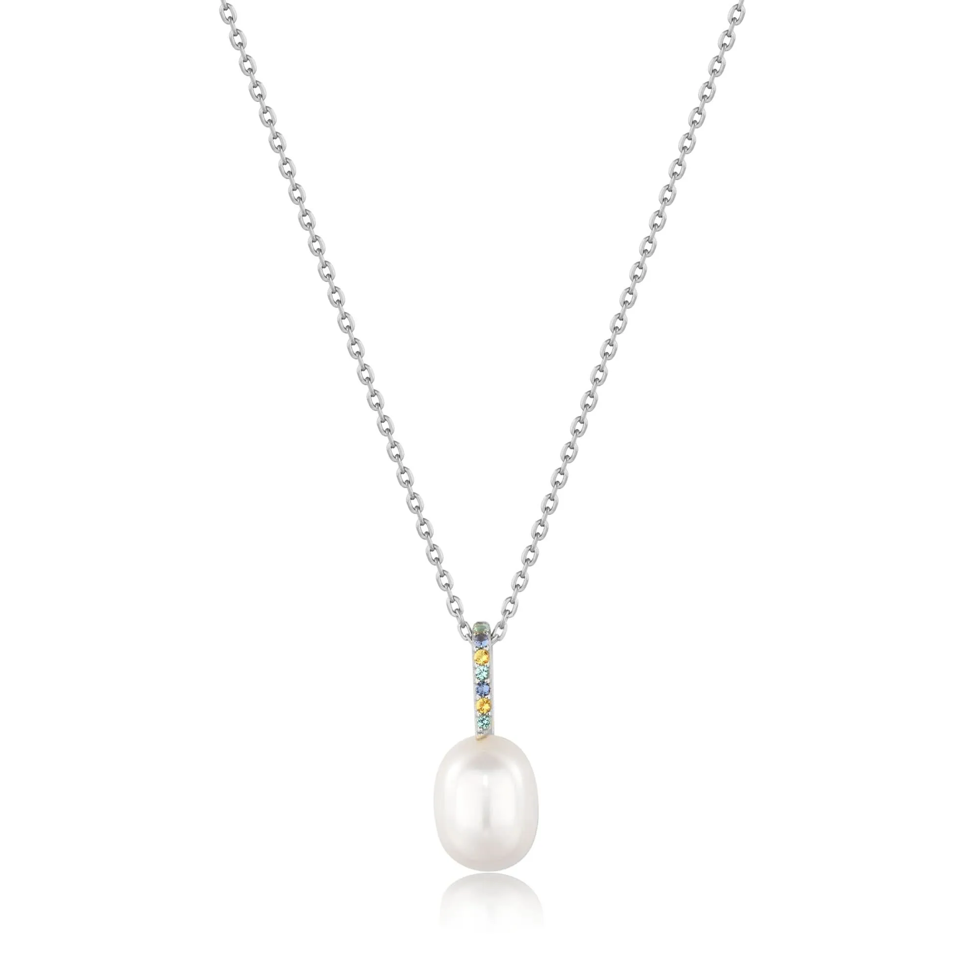 Ania Haie Silver Gem Pearl Drop Pendant Necklace N054-01H