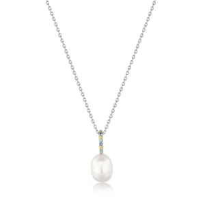Ania Haie Silver Gem Pearl Drop Pendant Necklace N054-01H