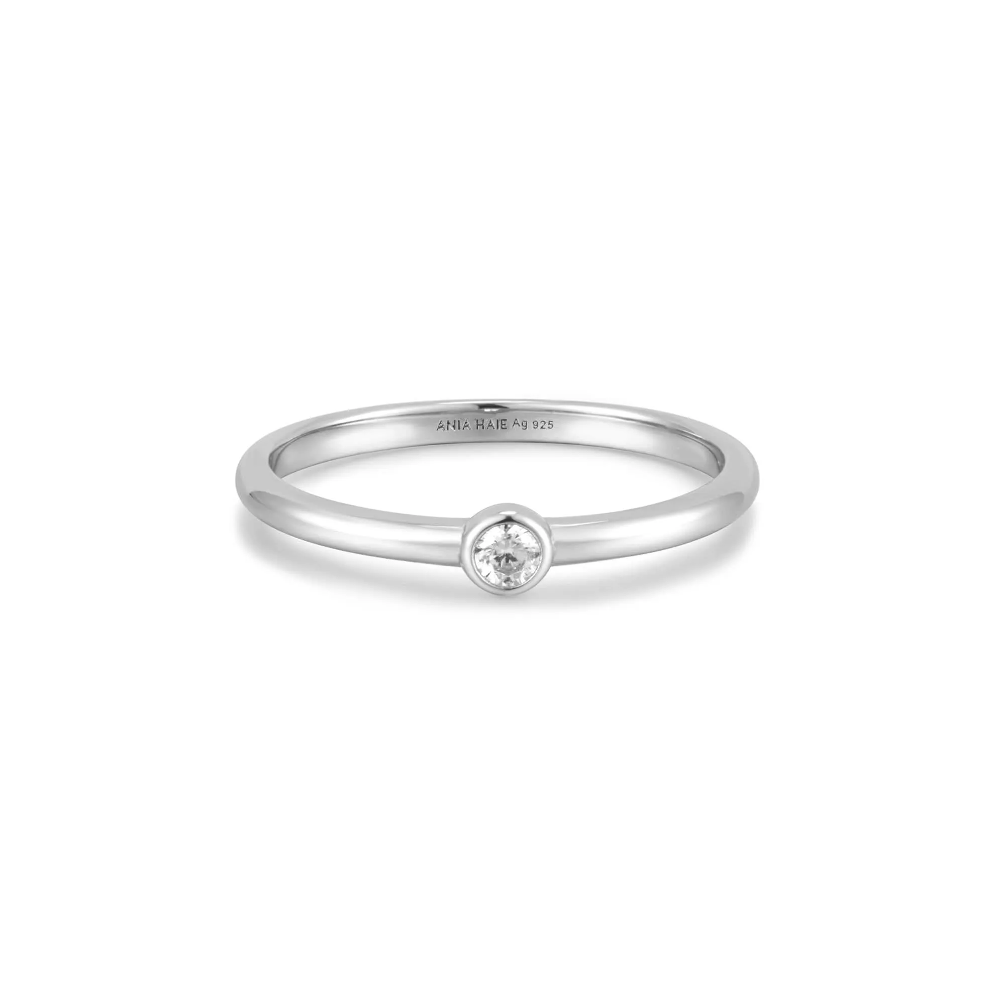 Ania Haie Silver Half Round Cubic Zirconia Ring R059-02H