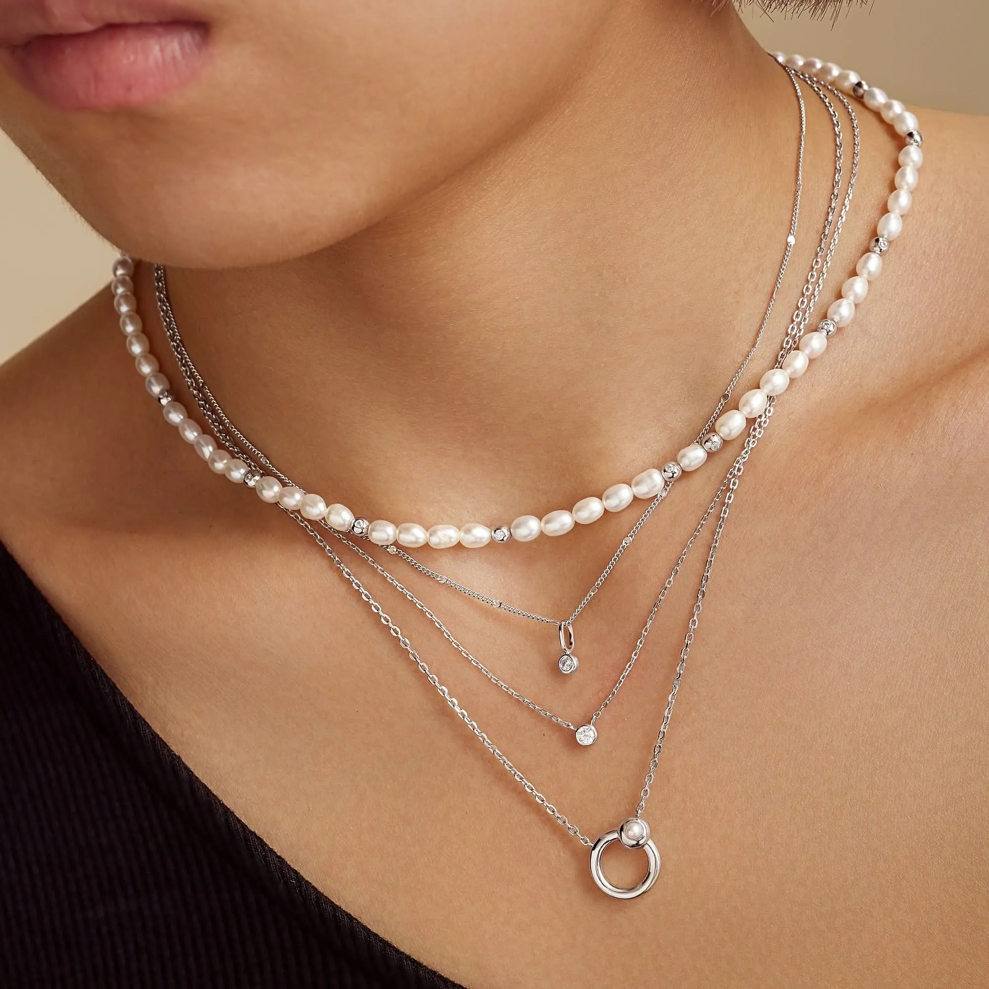 Ania Haie Silver Round Solitaire Cubic Zirconia Necklace N059-01H